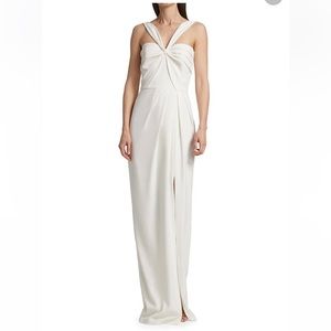 ML Monique Lhuillier Halter Column Gown